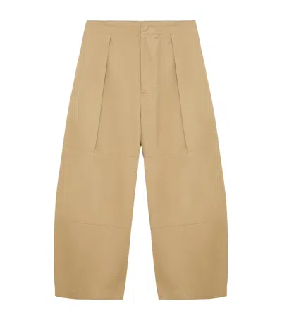 Loewe Cotton Utility Cropped Trousers In Brown