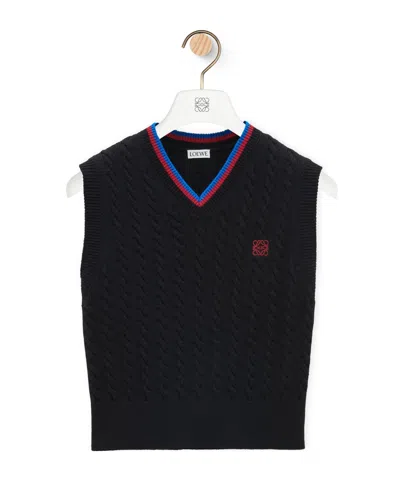 Loewe Cotton V-neck Vest In Black