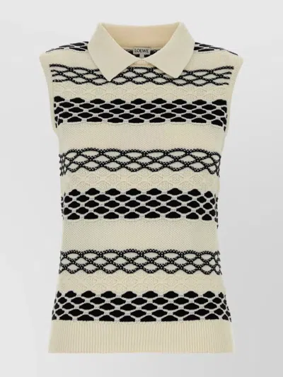 LOEWE COTTON VEST WITH COLLAR AND RIBBED HEM