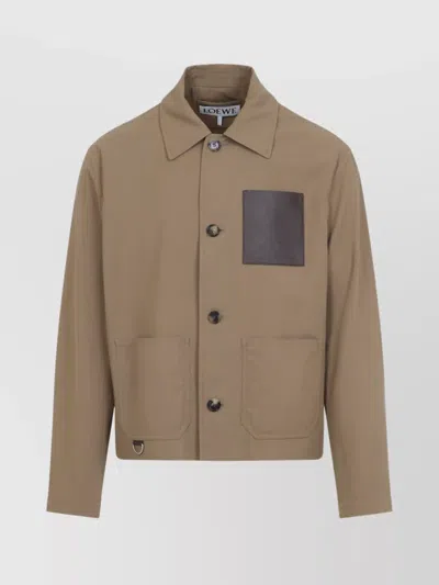 LOEWE COTTON WORKWEAR JACKET LEATHER POCKET