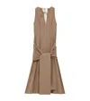 Loewe Womens Beige Wrap-tie Sleeveless Cotton Midi Dress In Brown