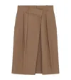 Loewe Womens Beige Wrap-over Knee-length Cotton-silk Blend Skirt In Sand