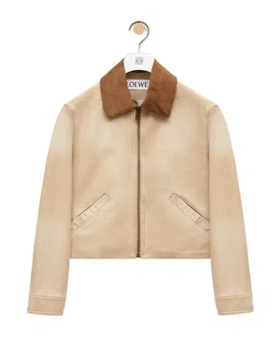 Loewe Cotton Zipper Casual Jacket In Nude