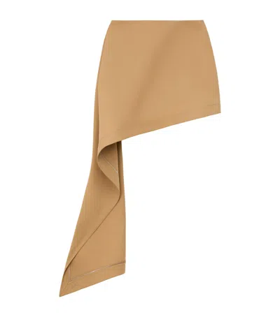 Loewe Cotton-blend Draped Mini Skirt In Beige