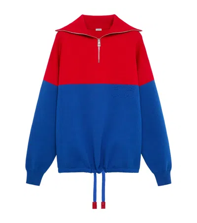 Loewe Cotton-blend Quarter-zip Sweatshirt In Multi