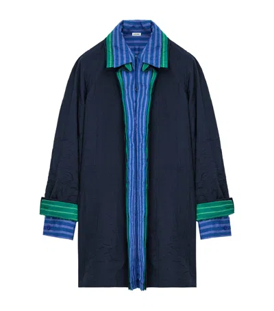 Loewe Cotton-blend Shirt Dress In Navy