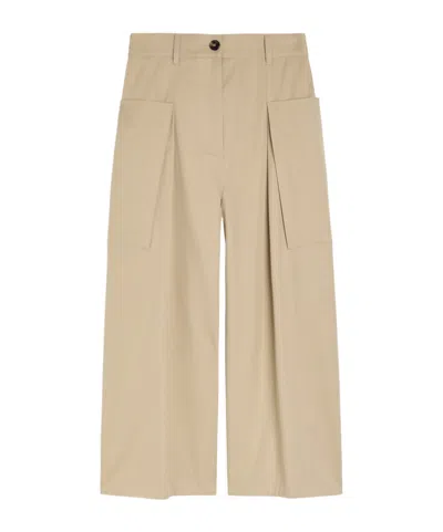 Loewe Cotton-silk Blended Trousers In Neutral