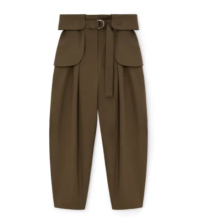 Loewe Cotton-silk Cargo Trousers In Green