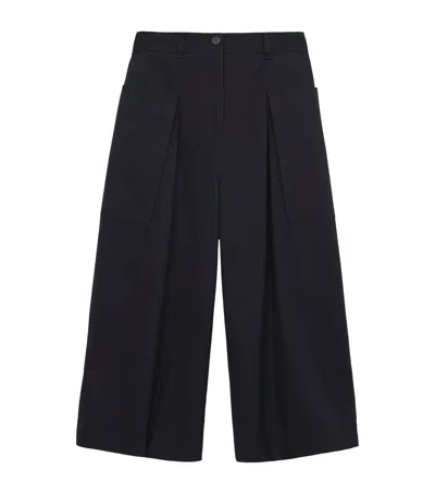Loewe Cotton-silk Cropped Trousers In Black