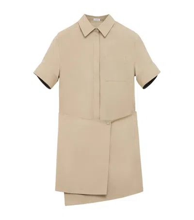 Loewe Cotton-silk Gabardine Midi Shirt Dress In Neutral