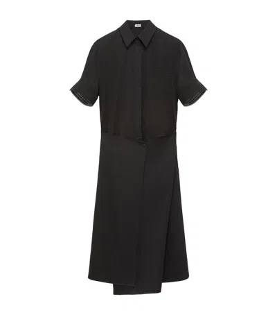 Loewe Cotton-silk Gabardine Shirt Midi Dress In Black