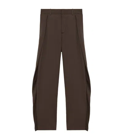 Loewe Cotton And Silk-blend Gabardine Wide-leg Pants In Brown