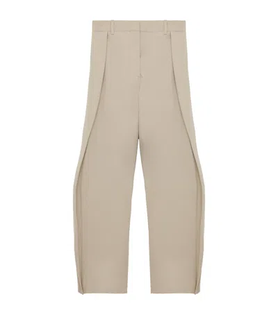 Loewe Cotton-silk Layered Trousers In Neutral