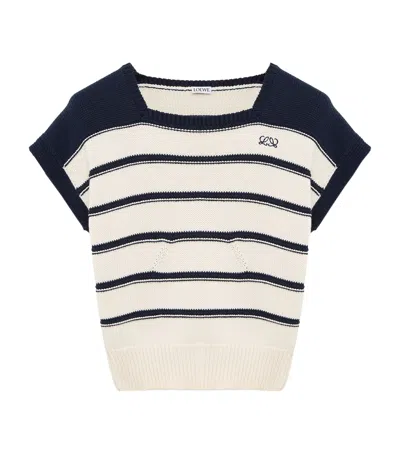 Loewe Cotton-wool Blend Striped Sweater In Black