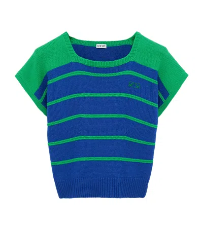 Loewe Cotton-wool Stripe Sweater In Blue