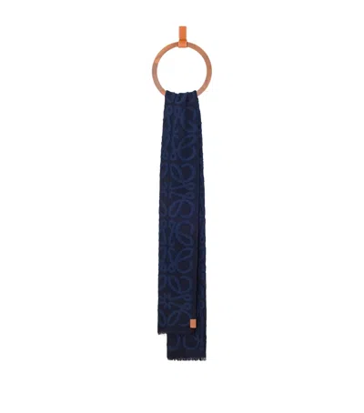 Loewe Cotton-wool-silk Anagram Appliqué Scarf In Purple