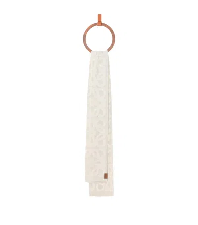 Loewe Cotton-wool-silk Anagram Appliqué Scarf In Pattern