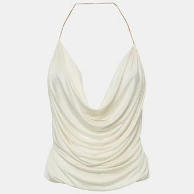 Pre-owned Loewe Cream Jersey Cowl Neck Chain Draped Top M In White