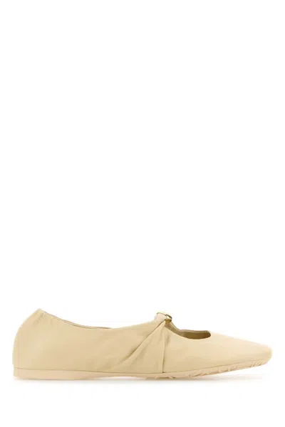 Loewe Cream Leather Ballet Flats In Nude