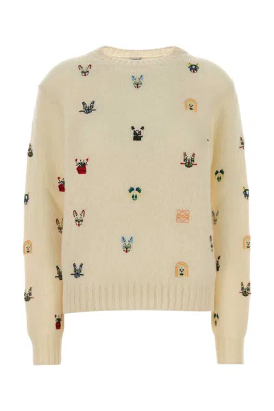 Loewe Cream Wool Blend Sweater In Neutral
