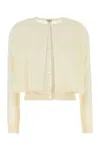 Loewe Cropped Wool Cardigan Ribbed Cuffs In Silver