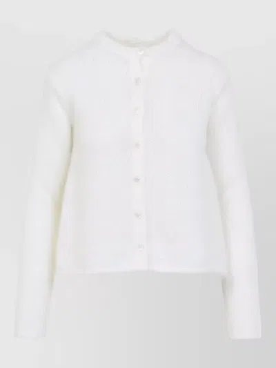 Loewe Crew Neck Cardigan Straight Fit Textured Knit Ribbed In Animal Print