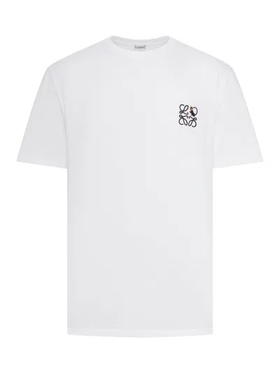 Loewe Slim-fit Logo-embroidered Cotton-jersey T-shirt In White