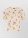 Loewe Crew Neck Floral Pattern Cotton Blend Sweater In Multi