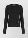 Loewe Crew Neck Fuzzy Texture Long Sleeves Sweater In Black