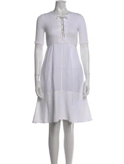 Pre-owned Loewe Crew Neck Knee-length Dress In White
