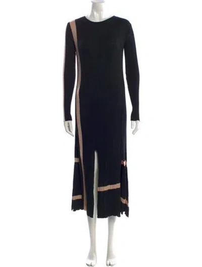 Pre-owned Loewe Crew Neck Long Dress In Black