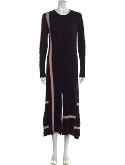 Pre-owned Loewe Crew Neck Long Dress In Black