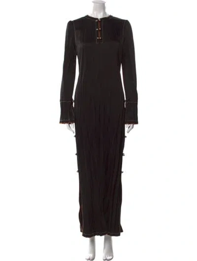 Pre-owned Loewe Crew Neck Long Dress In Black