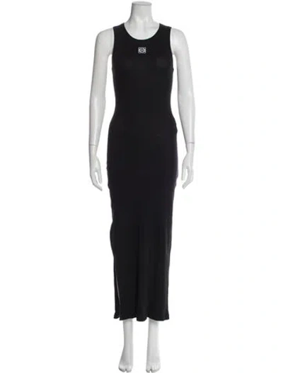 Pre-owned Loewe Crew Neck Long Dress In Black