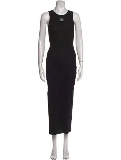 Pre-owned Loewe Crew Neck Long Dress In Black