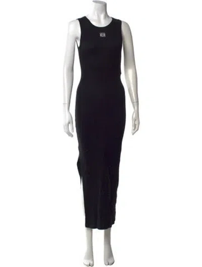 Pre-owned Loewe Crew Neck Long Dress In Black
