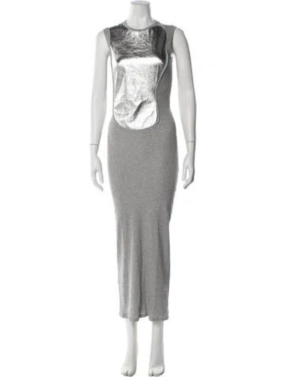 Pre-owned Loewe Crew Neck Long Dress In Gray