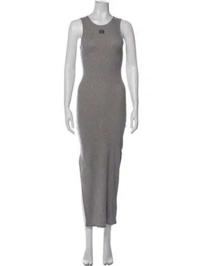 Pre-owned Loewe Crew Neck Long Dress In Gray