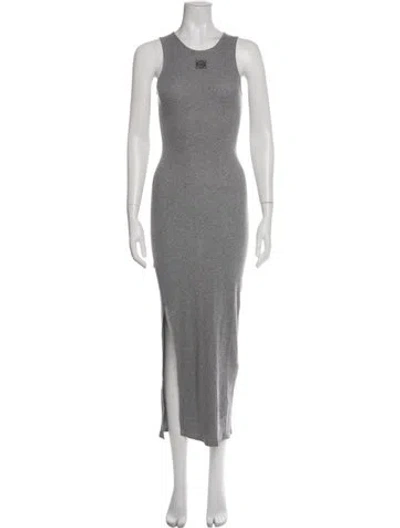 Pre-owned Loewe Crew Neck Long Dress In Gray