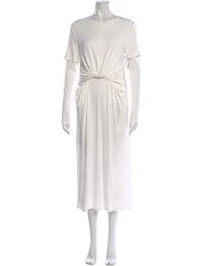 Pre-owned Loewe Crew Neck Long Dress In White