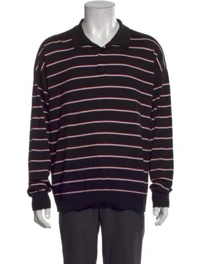 Pre-owned Loewe Crew Neck Long Sleeve Polo Shirt In Black