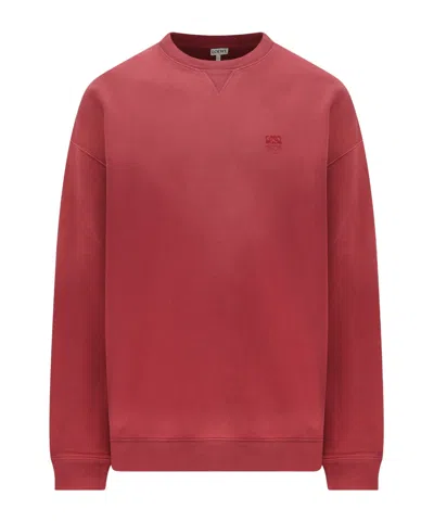 Loewe Cotton Crew Neck Sweatshirt Long Sleeves In Pink