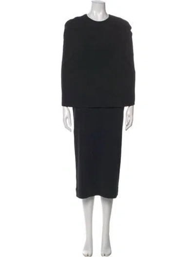 Pre-owned Loewe Crew Neck Midi Length Dress In Black