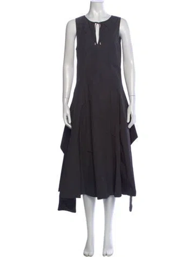 Pre-owned Loewe Crew Neck Midi Length Dress In Black