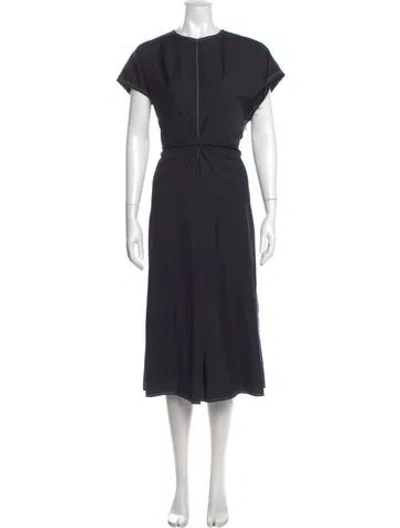 Pre-owned Loewe Crew Neck Midi Length Dress In Black
