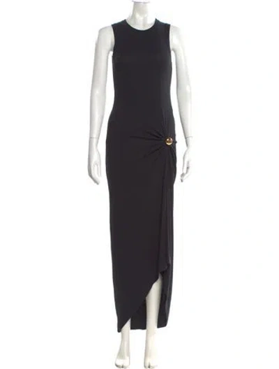 Pre-owned Loewe Crew Neck Midi Length Dress In Black