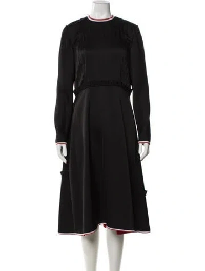 Pre-owned Loewe Crew Neck Midi Length Dress In Black