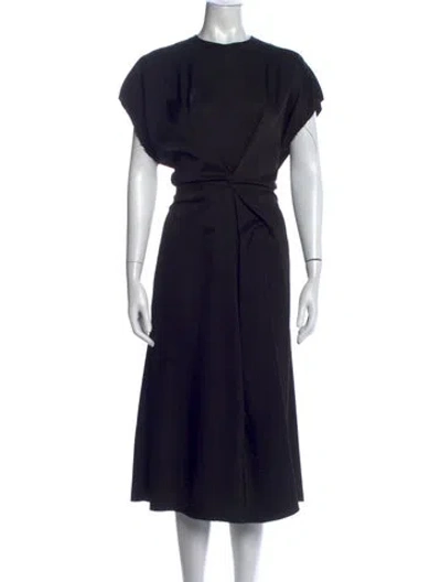 Pre-owned Loewe Crew Neck Midi Length Dress In Black