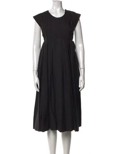 Pre-owned Loewe Crew Neck Midi Length Dress In Black