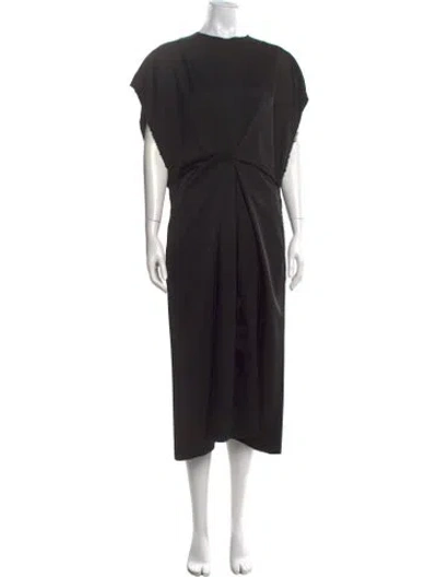 Pre-owned Loewe Crew Neck Midi Length Dress In Black